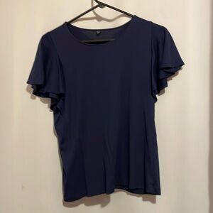 Uniqlo Flutter Sleeve Tee Navy Blue